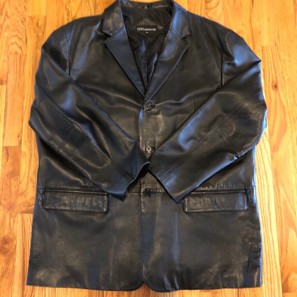 Men City Jones New York Black Leather Jacket
